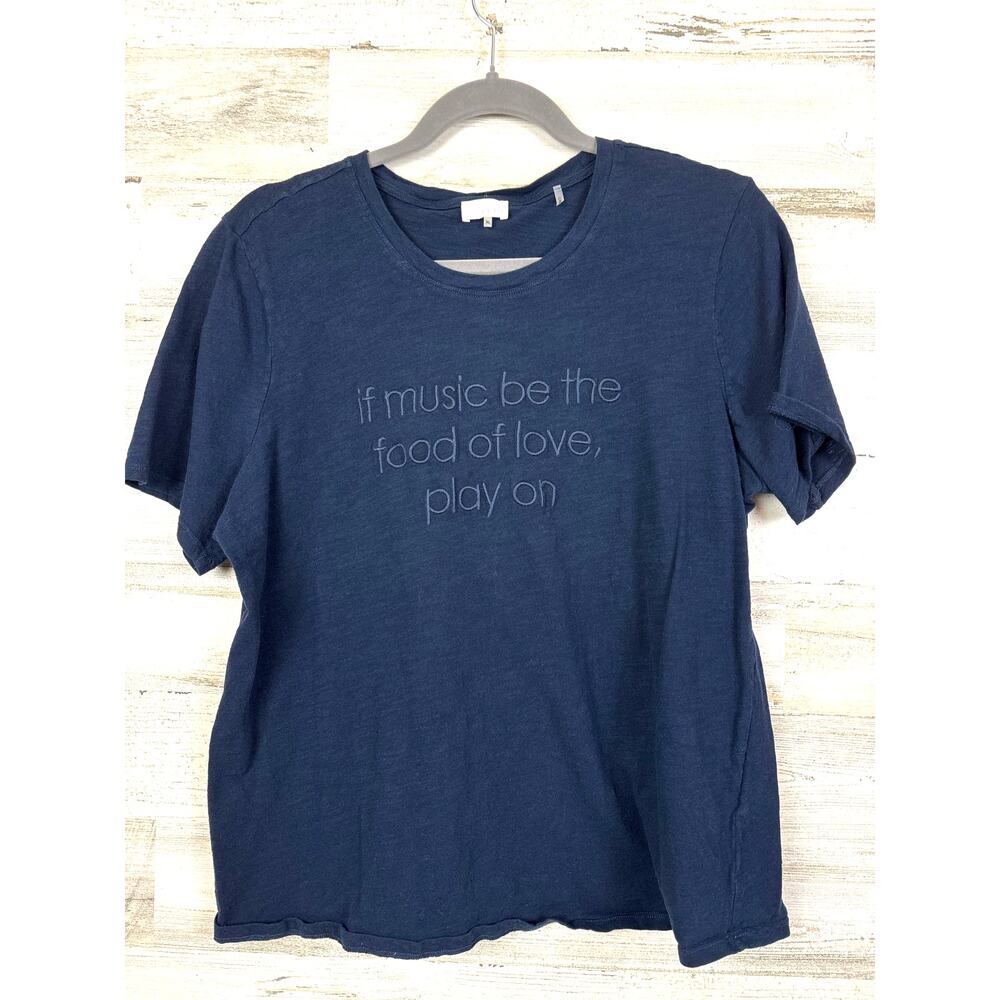 ECRU Women’s XL Blue Music Love Cotton Crew Neck Short Sleeve T Shirt